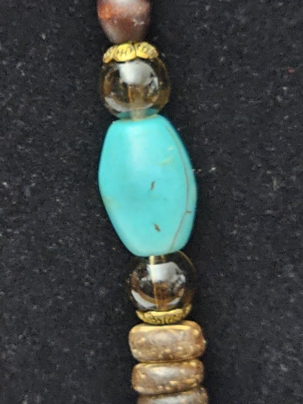 Handmade Boho Elephant Pendant Necklace Turquoise Wood Beaded Tribal Statement - Picture 5 of 5